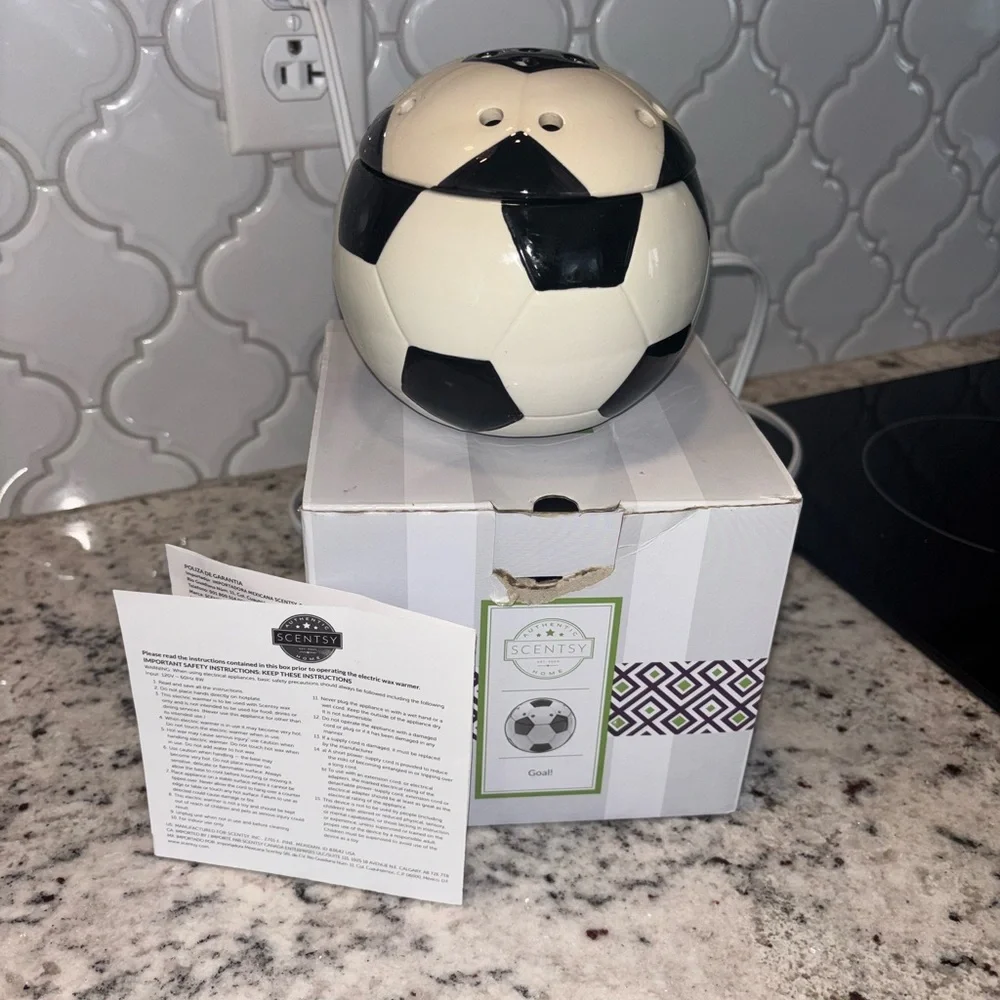 Scentsy Black and White Soccer Ball Ceramic Warmer